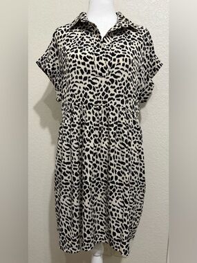 Umgee Black and cream Leopard Print babydoll dress